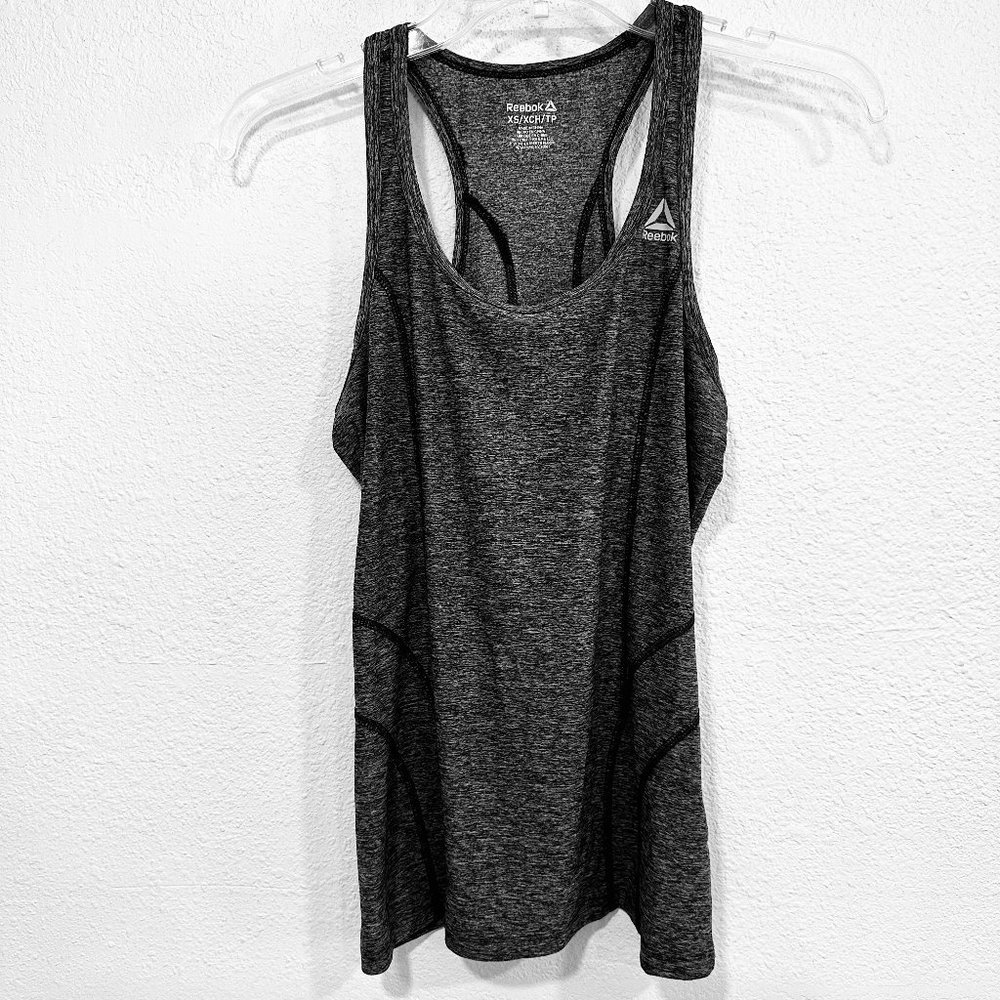 Reebok Racerback Tank Top Athletic Work Out Yoga Shirt Stretch Gray Womens Sz XS